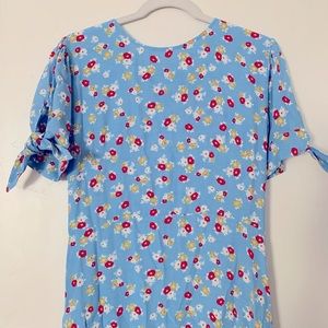 Floral Print Blue Midi length Dress